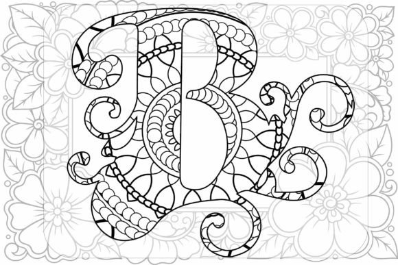 A Powerful Mandala Letter B: Graphics for Crafts and Coloring Pages