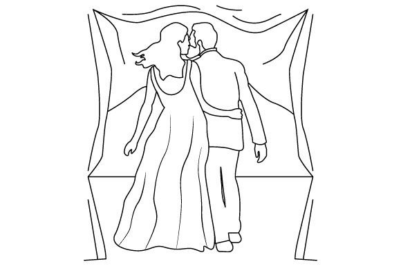 Bride Groom Kissing Crafts & Adult Coloring Pages