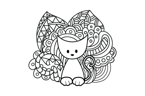 Cartoon Cat with Zentangle Background: A Designer's Review