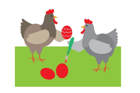 Chickens Coloring Easter Eggs for Easter Crafts