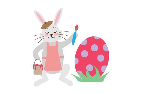 Cute Bunny Coloring Eggs: Easter Crafts Branding