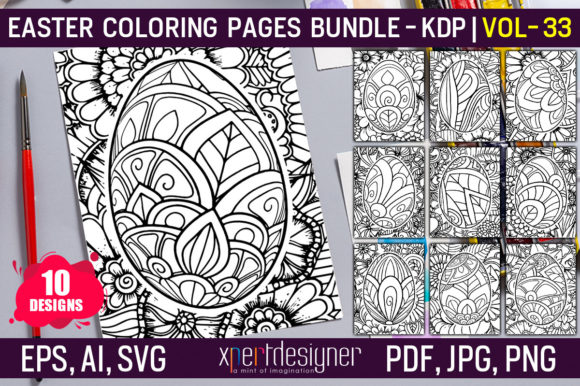 Easter Coloring Pages Graphics for Branding and Content