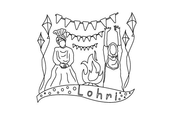 Lohri Coloring Page Adults: Crafts & Adult Coloring